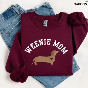 Dachshund Sweatshirt, Weenie Mom Crewneck, Funny Wiener Dog Lover Pullover, Gift for Dachshund Owners, Cute Dog Mom Cozy Fall Sweater Print Tee