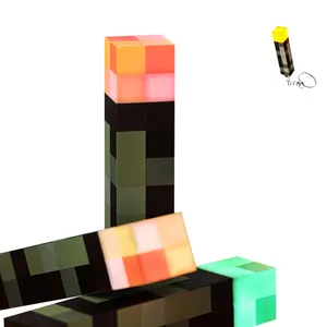 Upgraded Pixel Torch Night Light –Torch pendant  Holiday Party  USB Pluggable LED Wall Lamp | Handheld Flashlight for Kids Room, & Creative Home Decor，Low light does not harm the eyes