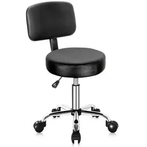 ZENSTYLE Swivel Salon Spa Stool Chair Adjustable Hydraulic Rolling Stool w/ Back Support