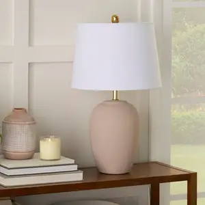 23" Blush Pink Ceramic Urn Table Lamp - Nourison