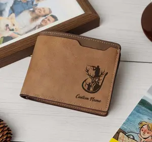 DEER HUNTING GIFT Personality Handmade Wallet – Laser Engraved on Leather, Unforgettable gift for your lover, father