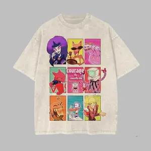 Courage the Cowardly Dog Character Grid Tee, 90s Cartoon Villains Shirt, Retro Cartoon Network Graphic, Nostalgic Horror Comedy Merch, Crew Neck T-Shirt, Short Sleeve, Unisex Vintage Top, Streetwear Style