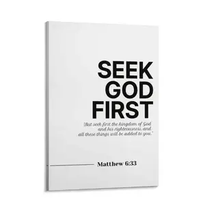 Matthew 6:33 "Seek God First" Bible Verse Wall Art – Christian Home Decor, Inspirational Poster for Faith-Based Wall Decoration