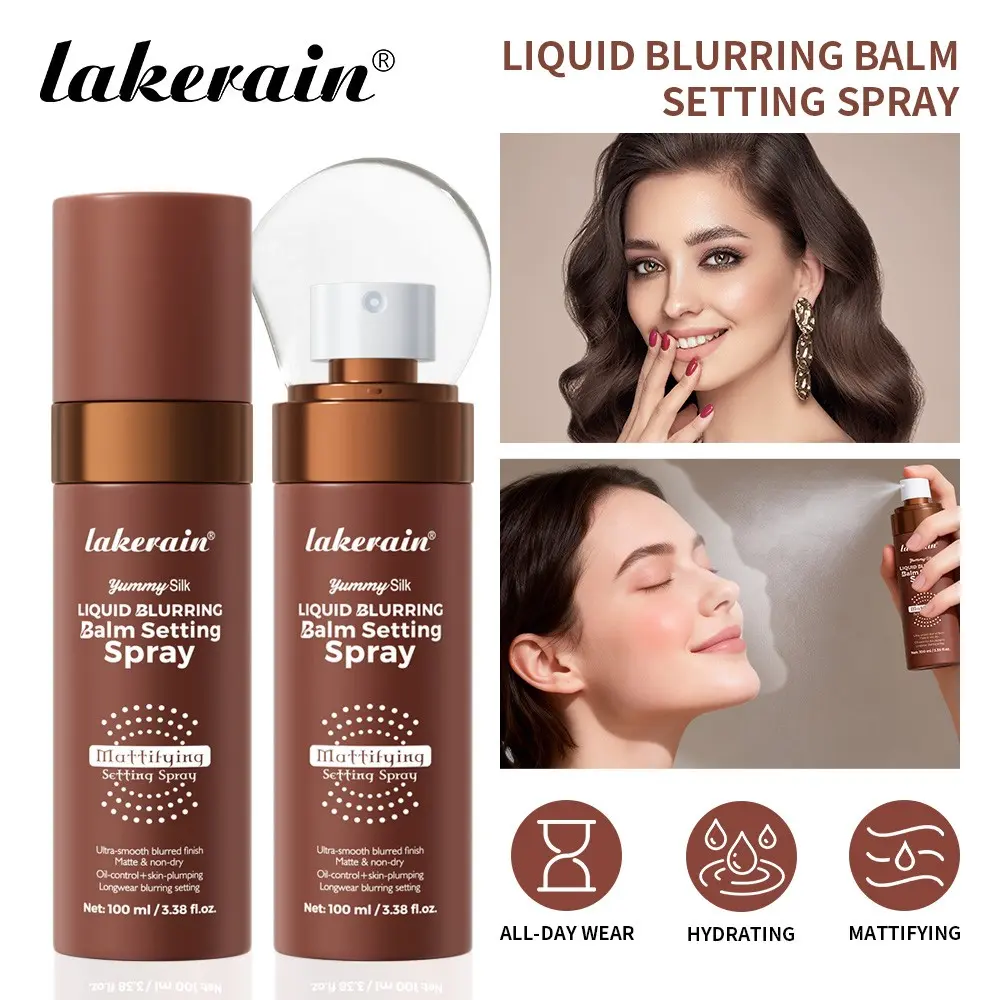 lakerain 2 Counts Cosmetic Multi-Use Blurring Setting & Fixing Spray, Makeup Finishing Spray, Face Setting Spray For Makeup, 3-in-1 Primer Setting Spray, Blurs Pores Controls Oil, Hydrating Matte Finish, Ideal for Oily/Combination Skin All-Day Wear Makeup