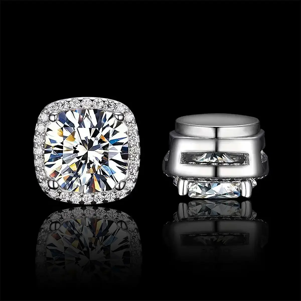 Magnetic CZ Stud Earrings for Men and Women, Non Piercing Halo Earrings, Iced Out Cubic Zirconia Fake Ear Piercing Jewelry, Hypoallergenic Look Clip On Earrings Gift
