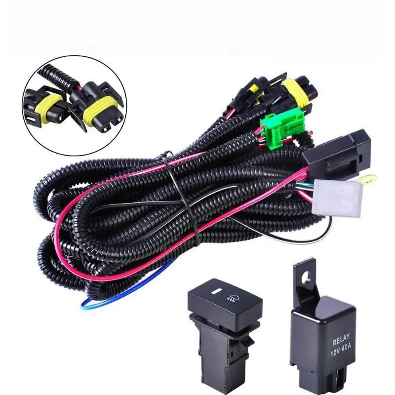 Automotive H11 Fog Light Wiring Harness Switch Kit for Honda, 12V 40A LED Relay, Easy Installation, Reliable Power, New US-Made