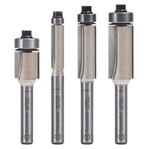 4 Pcs Flush Trim Router Bits 1/4" Shank, Cutting Diameter: 1/4", 1/2", 1/2", 3/8", Useful for Laminate Work or Template and Pattern Work