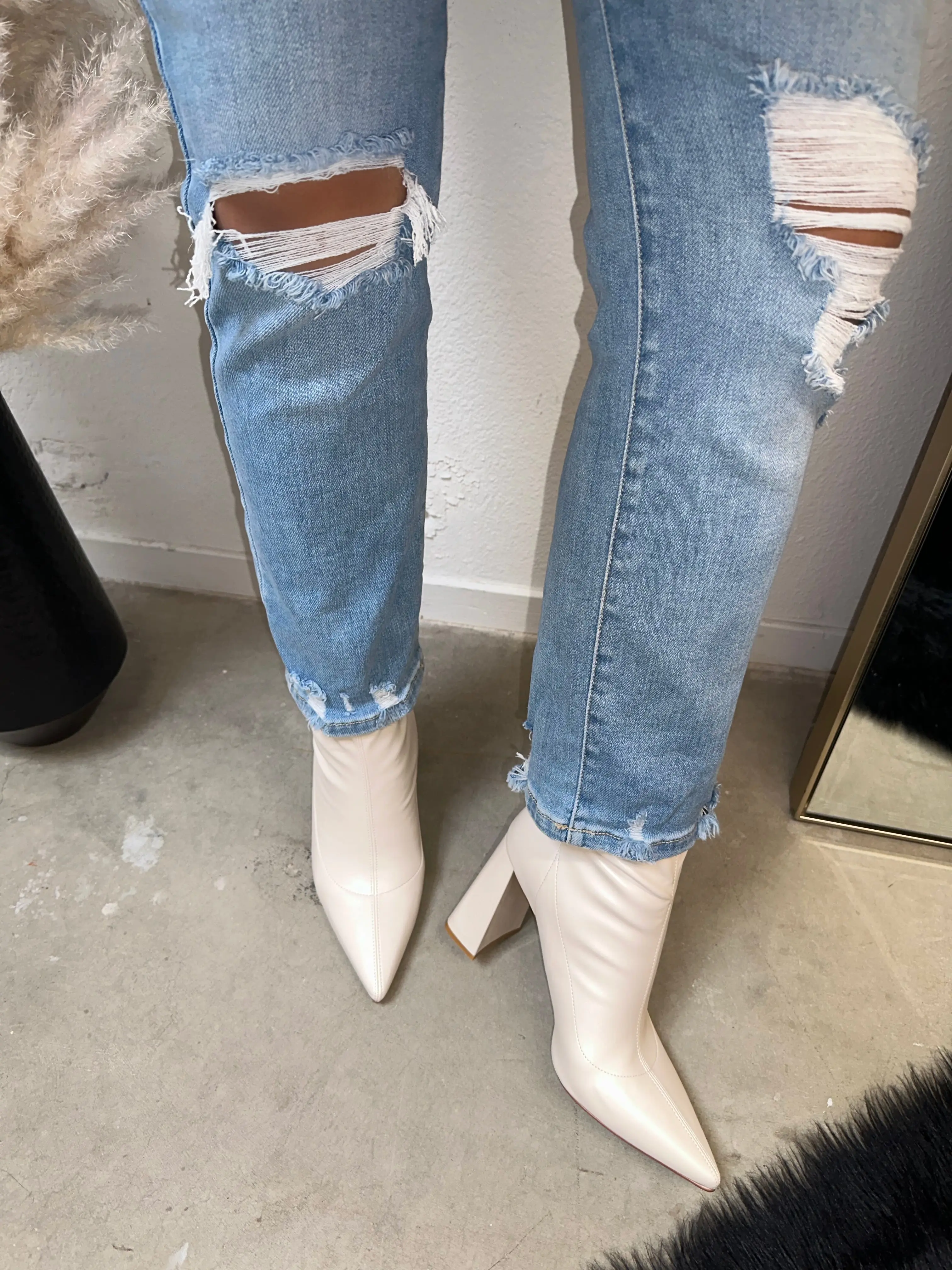 Women's Stretchy Sock Ankle Booties - Elegant Pointed Toe, Beige, 3 In Heel Shoe for Fall-Winter Wear, Footwear