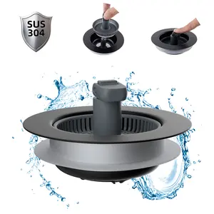 Hibbent Upgraded Stainless Steel Kitchen Sink Drain Strainer Stopper Kits, 3-in-1 Pop Up Sink Stopper, Clog-Free Basket Sink Strainer, Food Catcher for Standard 3-1/2 Inch Kitchen Sinks, food catcher