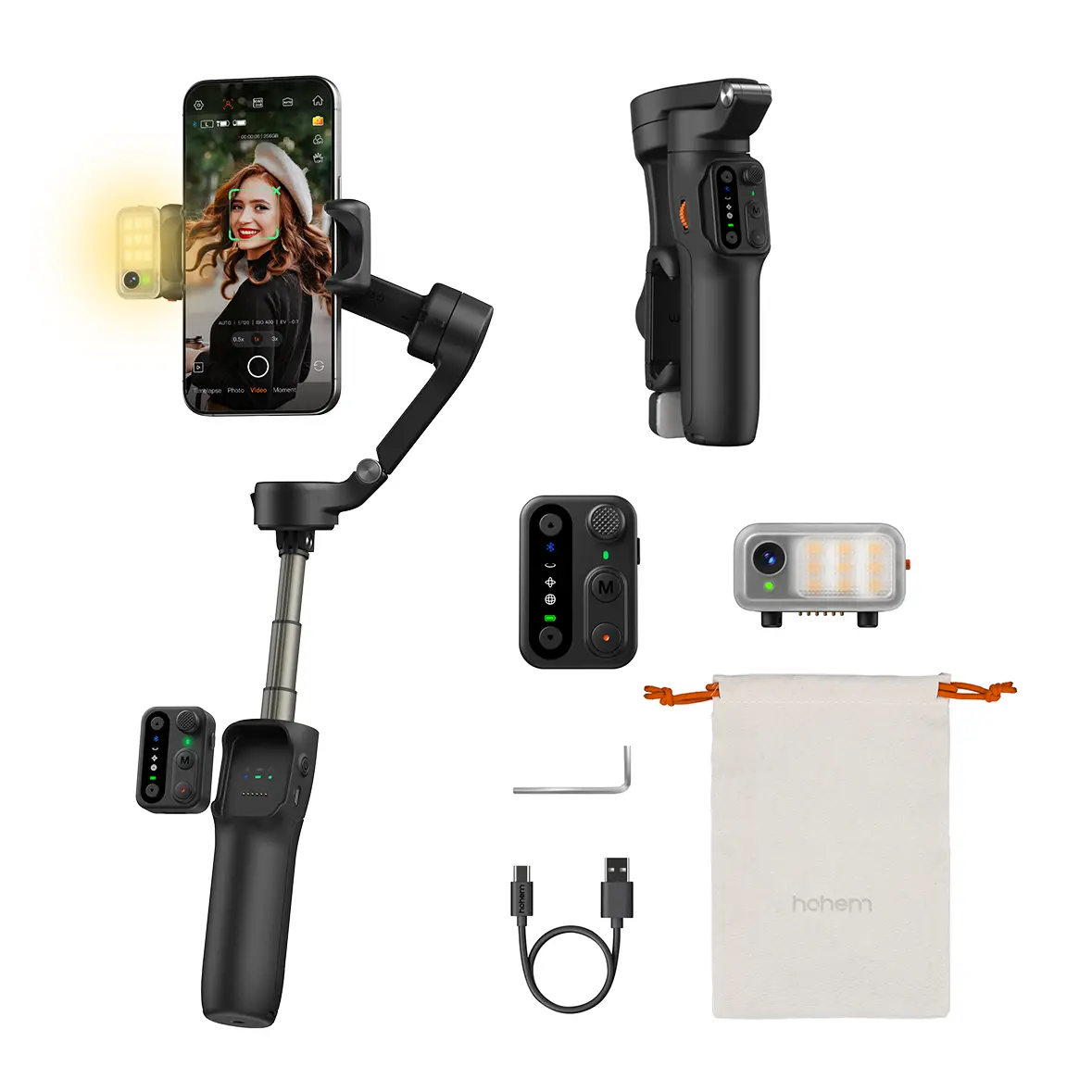 【DealsForYouDays】Hohem iSteady V3 New Gimbal Stabilizer for SmartiPhone, 3-Axis Phone Gimbal, Magnetic AI Tracker, Built-in Extendable Rod & Tripod, Detachable Remote Control,selfiestick,Phone Accessories,Suitable for Android & iPhone 17 series
