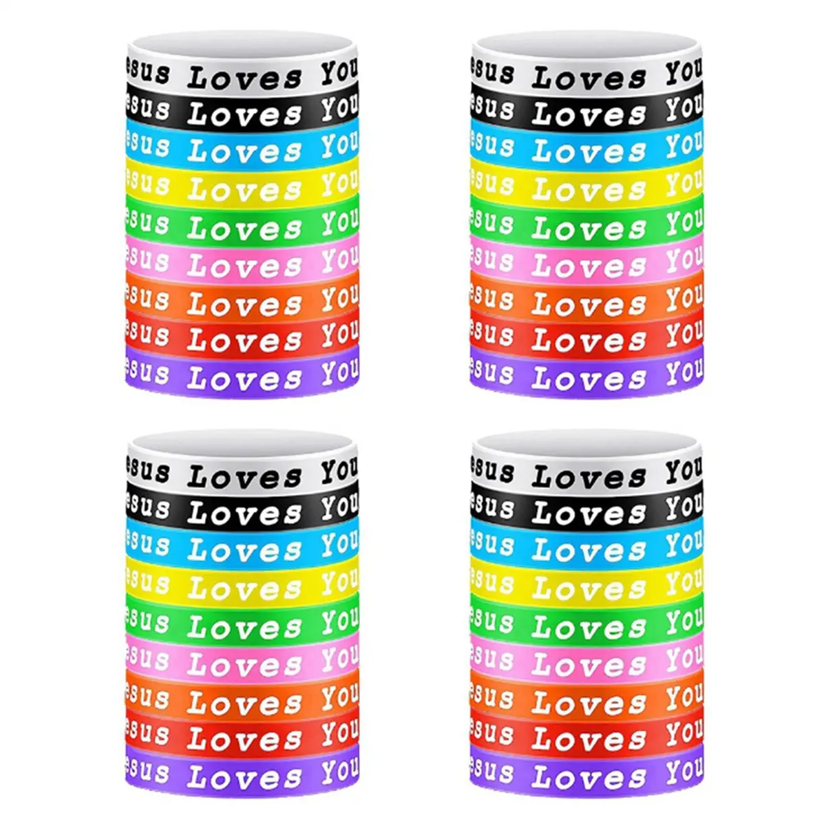 36Pcs Eco-Friendly Religious Christmas Christian Silica Gel Bracelets - Vibrant Unisex Love Purple Wristbands for Adults, Including 4 Black Wristbands as Shown