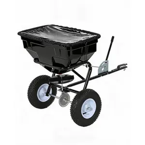 Heavy Duty Tow Behind Broadcast Spreader for Lawn & Garden – 130LBS Capacity – 30 Adjustable Settings – Global Hitch – 9.8ft Spreading Width – Fertilizer, Seed, Salt & Ice Melt – Powder-Coated Steel