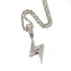 Trendy Lightning Bolt Pendant - Edgy Hip Hop Vibe for Streetwear Fans(24" Chain Included)