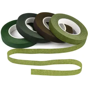 4 Rolls 1/2" Wide Floral Tapes for Bouquet Stem Wrapping and Floral Crafts,Wedding Bouquet,Dark Green,Light Green,Grass Green,Dark Brown