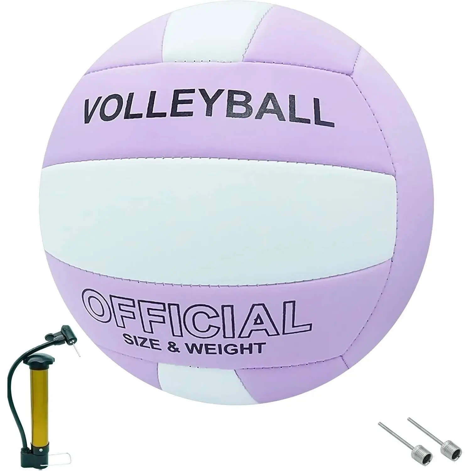 Official Size 5 Volleyball Set for Beginners with Pump & Needles, Soft PU Machine-Sewn Ball for Indoor/Outdoor Beach Training, Lightweight & Waterproof