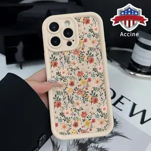 Spring Wild Flower Pattern TPU Phone Case for iPhone 16 15 14 Pro Max 13 12 11 XR XS Plus E Shockproof Drop Protection Rugged Durable Silicone Cover Cellphone Protective Smartphone Casing
