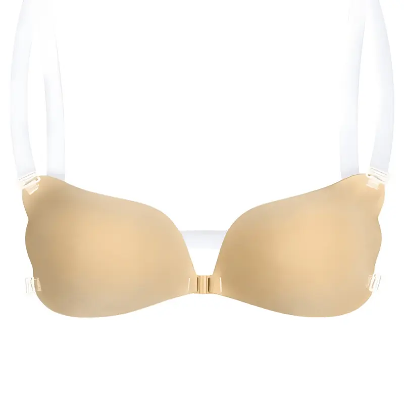 Invisible Strapless Adhesive Silicone Seamless Bra for Women, Underwear, Push-Up Style for Wedding Dresses, Waterproof and Ultra-Thin Lift Bra Womenswear