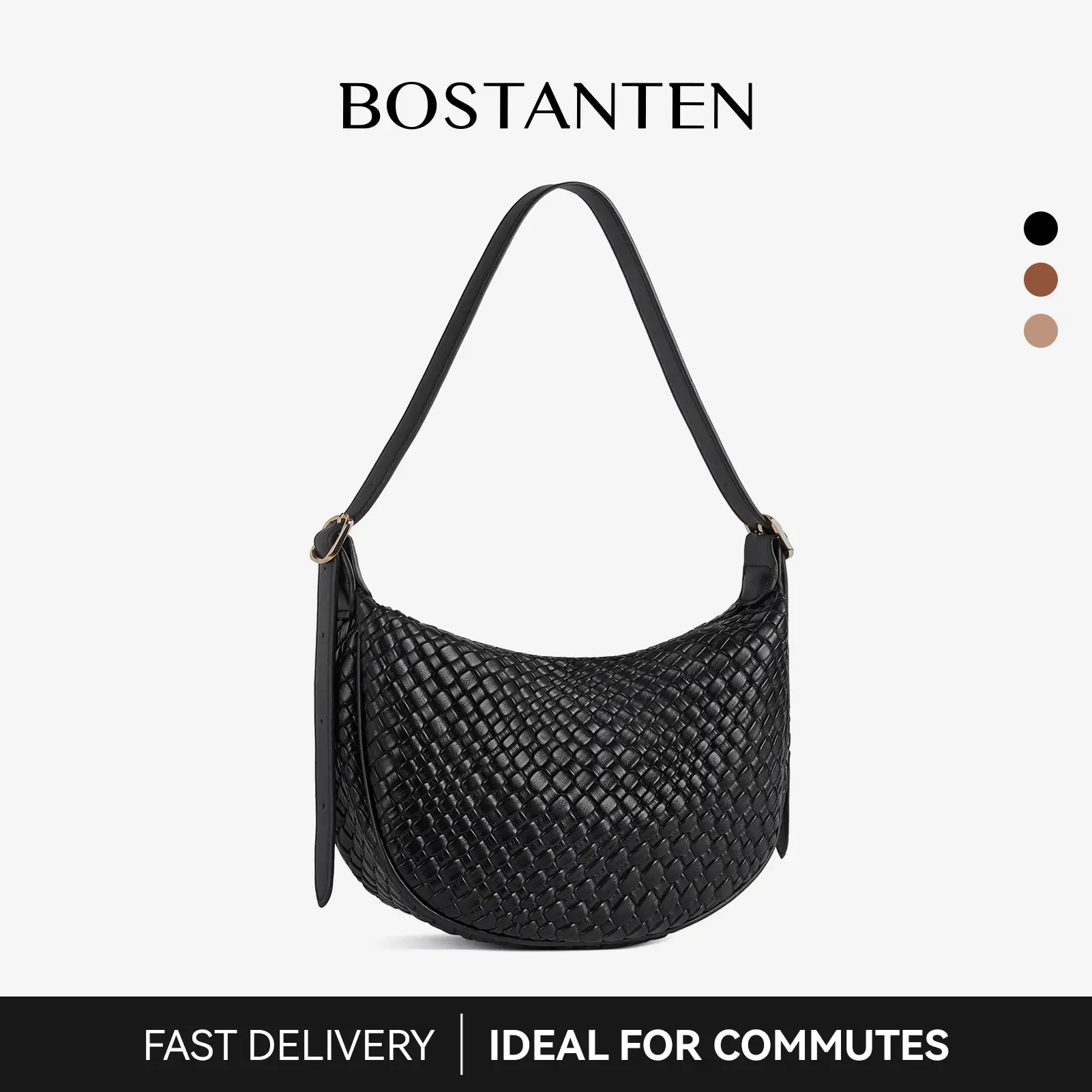 BOSTANTEN Woven Shoulder Bags for Women Tote Bags Retro Crossbody Bags Leather Luxury Purse Hobo Handbag with Adjustable Strap Outdoorfun