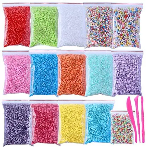 Foam Balls for Crafts, 16 Sets with Tools (120,000 pcs) 0.08-0.32 inch Colorful Styrofoam Balls Beads for DIY Slime Decorative Arts