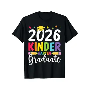 Kindergarten Graduate 2026 Preschool Graduation Boys Girls T-Shirt | Tops, Short Sleeve, Crew Neck, Casual Streetwear, Soft Breathable, All-season Fit