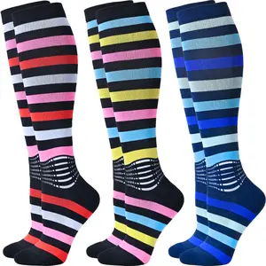 Summervibes IRAMY Compression Socks Women Ankle Support Gradient Compression Coolmax Wicking Moisture Knee High Socks 3 Packs