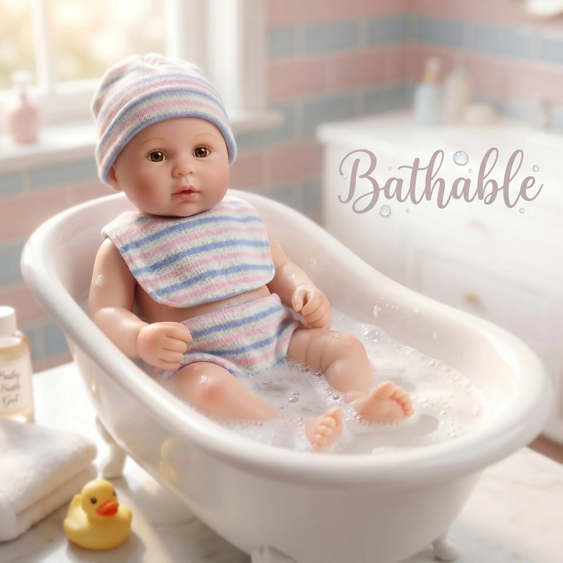 6Inch Adorable Mini Full Body Solid Silicone Reborn Girl Doll With Skin Handmade Soft Touch Feeling Flexible Lifelike Realistic Baby Reborn Doll For Kids