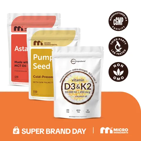 Emily May’s Glow Hair bundle: Astaxanthin 120 Softgels, Pumpkin Seed Oil 150 Softgels, Vitamin D3 K2 10000IU 180 Softgels
