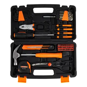 Portable Small Tool Kit, 57 Piece General Household Hand Kit, Tool Set with Plastic Toolbox Storage Case Blue for Home Maintenance