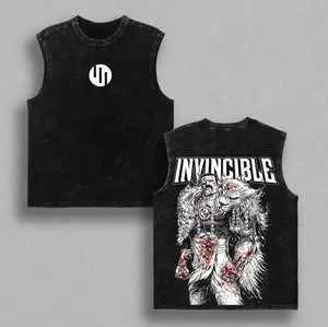 Thragg Invincible Vintage Washed Oversized T-Shirt, Tank Top