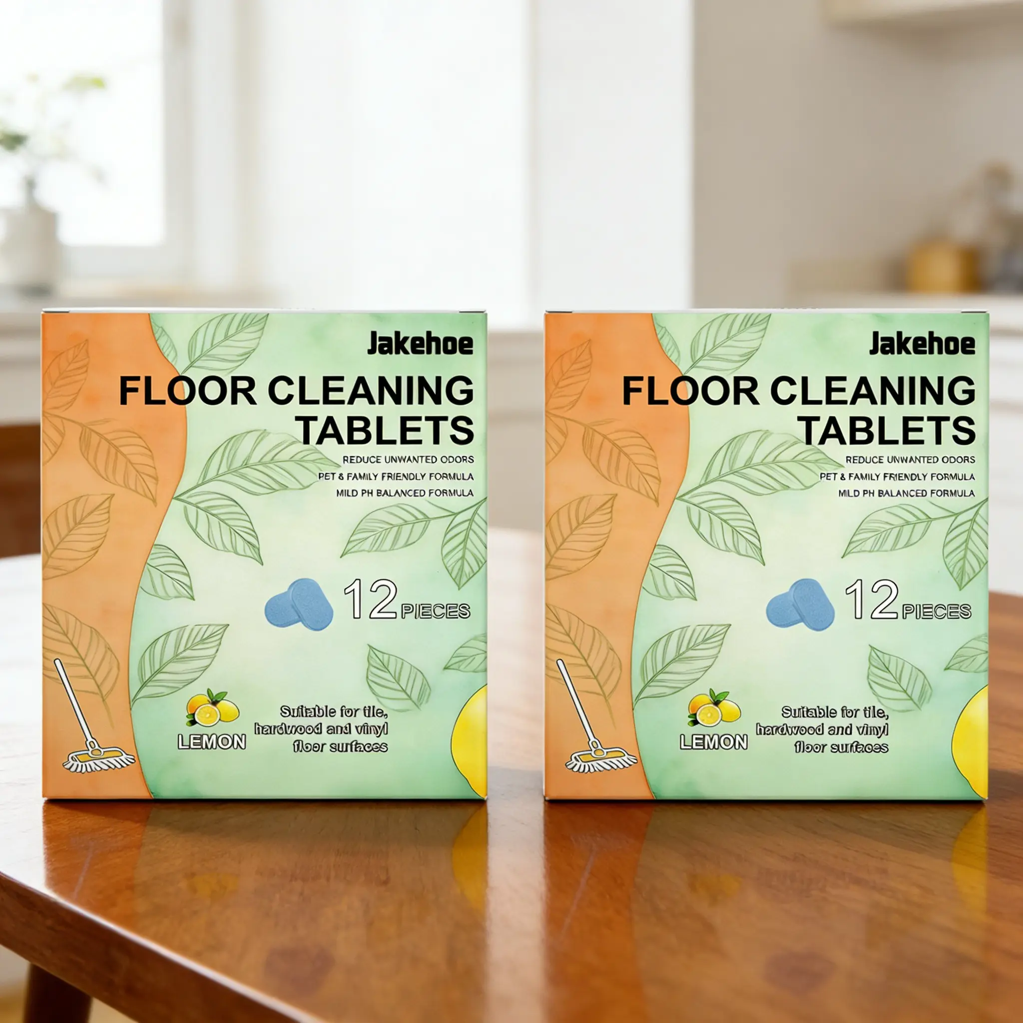 2-Pack Household Floor Cleaning Tablets (12pcs*2), Multi Surface Cleaner, Powerful Cleaning Tablets, Removes Stains & Oil, Reduces Odors, Increase Shine, Effervescent Tablets