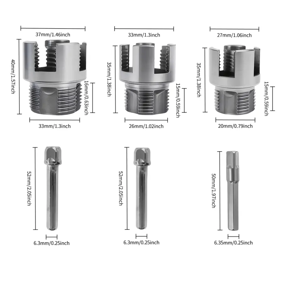 6-Piece Heavy Duty Alloy Pipe Threading Tool Set |   1/2 inch, 3/4 inch, 1 inch Integrated Internal and External Pipe Threading Dies |   Includes Teflon Tape |   Drill Compatible |   Suitable for PVC/PPR/MPP Pipes |   Plumbing Tools