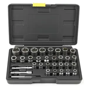Upgrade Bolt Extractor Set, 32 Counts Impact Bolt & Nut Remover Set, Stripped Lug Nut Remover for Removing Damaged, Frozen, Rusted Universal Impact impact bolt