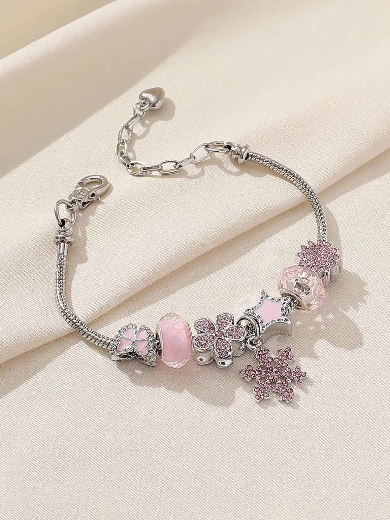 Fashion Butterfly Flower Heart Decorated Link Bracelet, Rhinestone Diy Copper Link Bracelet, Holiday Casual Party Daily Wear Matching Luxury Jewelry A