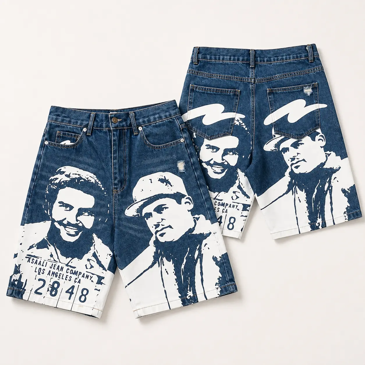 THAT'S A AWFUL LOT OF COUGH SYRUP Denim Shorts Men Women, Vintage Graphic Print Jean Shorts, Y2K Streetwear Hip Hop Shorts, Cartoon Letter Printed Washed Denim Shorts, Oversized Casual Summer Unisex Shorts