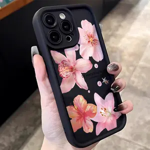 Fashion Pink Floral Pattern Flower Phone Case Suitable for iPhone 17 16e 16 15 14 13 12 11 Mini Pro Max Air X XR XSMAX 8 7 Plus Anti Fall Protective Soft TPU Back Cover