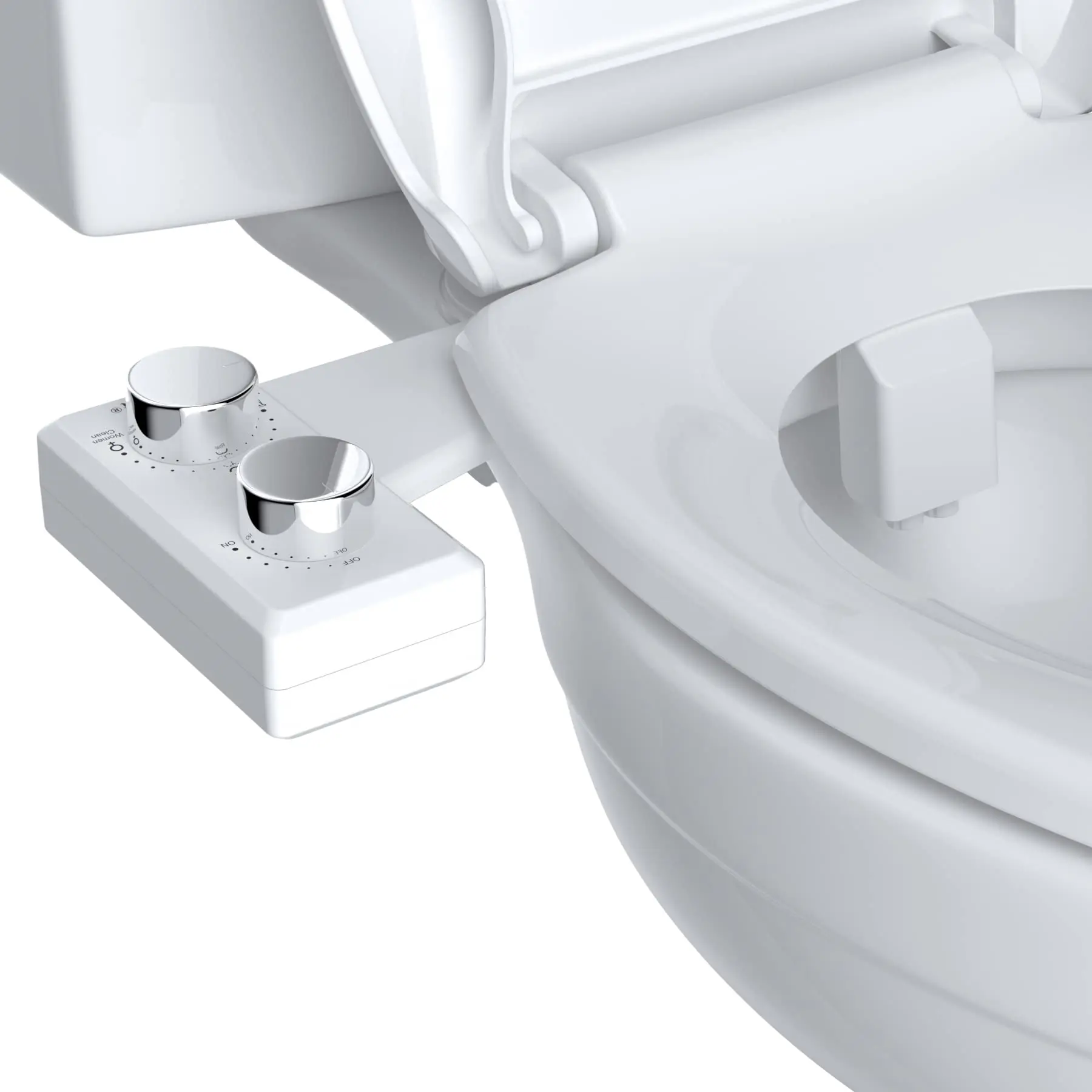 Bidet Attachment for Toilet, Non-Electric Dual Nozzle for Frontal & Rear Wash, Adjustable Water Pressure Control, Fresh Water Bidet Toilet Seat, Self Cleaning Water Sprayer