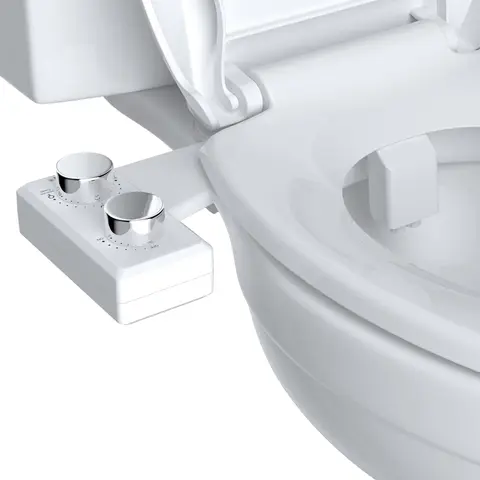 Hibbent Non-Electric Bidet Attachment for 2-Piece Toilets - ABS Plastic, 29.5 in, Dual Self-Cleaning Nozzle Front/Rear Wash, Adjustable Water Pressure, Easy Install, Cold Water, Braided Stainless Steel Hose x1, Instruction x1