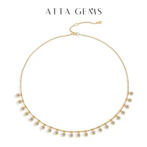 Women's Luxury Real Moissanite Chain - VVS1 Grade D Color Full Synthetic Gemstone Necklace, Ideal for Weddings, Wedding Gift (N016) summerwins