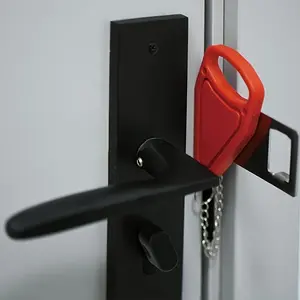 Security Portable Door Lock Latch, Upgrade 2 Holes Removable Door Latch Lock For Travel Safety And Personal Protection - No Drill Manual Lock Door Jammer Hotel Room Devices For Add Security