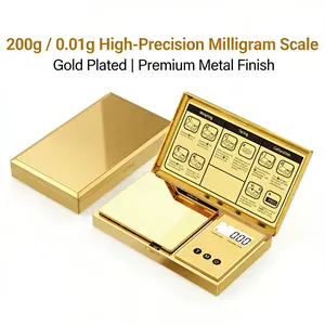 Digital Pocket Gram Scale 0.01g Accuracy,6 Units 200g Mini Digital Scale Grams,Tare Function Small Food Scale,Jewelry Scale,Ounces Grains Milligram Scale (Golden/Batteries Included)
