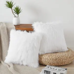 Flafia Faux Fur Fluffy Throw Pillow with Cushion Insert