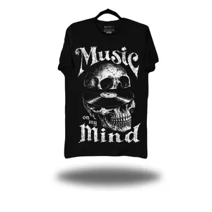 Music On My Mind Skull T-Shirt – Vintage Rock Graphic Tee, Gothic Music Lover Shirt, Retro Punk Streetwear, Unisex Heavy Cotton Tee