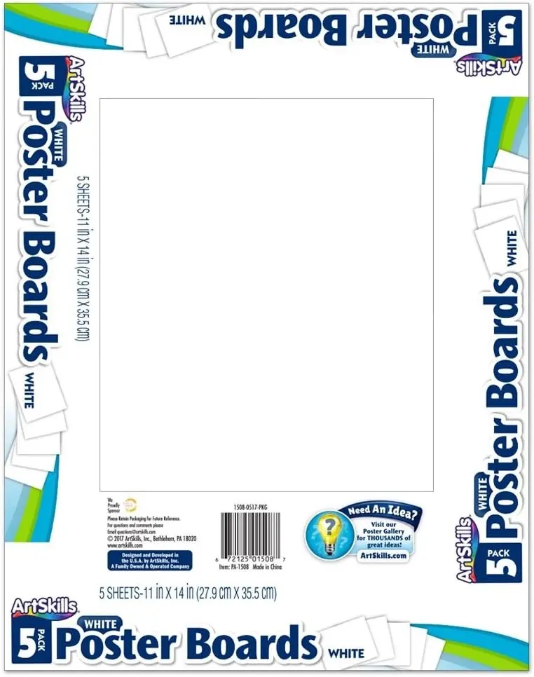 ArtSkills 11" x 14" Poster Board - School & Craft Supplies - White - 5 Count Pk