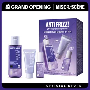 Perfect Magic Straight Starter Bundle | Mise En Scène | Trial-Size Hair Serum+Shampoo+Treatment | for Sleek & Straight Hair Styling