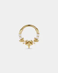 Celestial Star & Moon CZ Segment Septum Ring