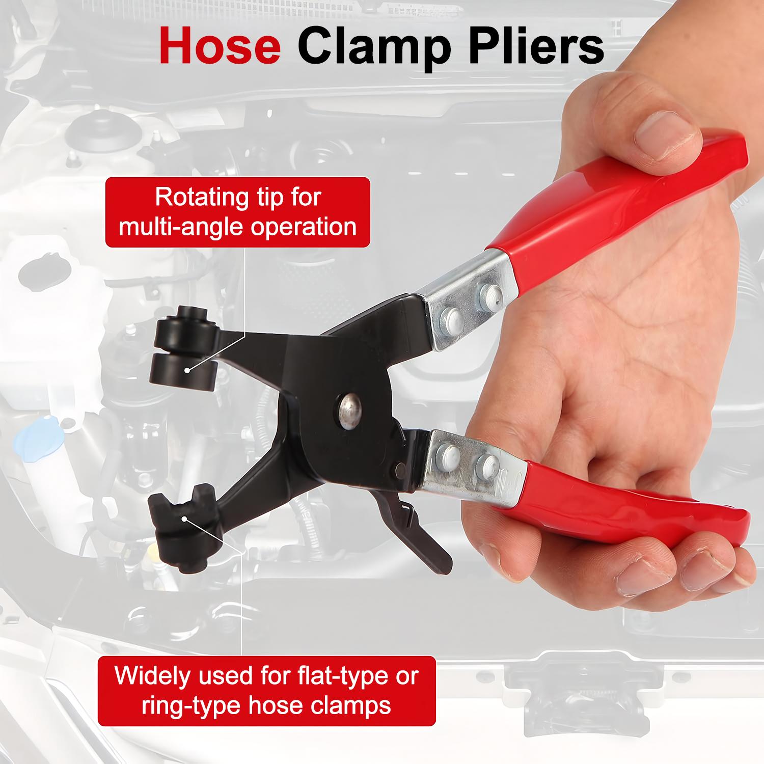 Auto Repair Plier,Hose Clamp Pliers Heavy Duty Hose Clamp Tool with Locking Device and Non-Slip Handle Removal and Installation Tool for Ring-Type and Flat-Band Hose Clamps
