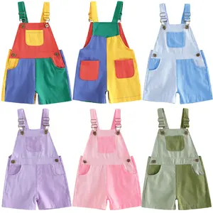 Imcute 90's Style Toddler Overalls Shorts Babby Boy Girl Suspender Romper Contrast Color Sleeveless Jumpsuit with Adjustble Shoulder Strap
