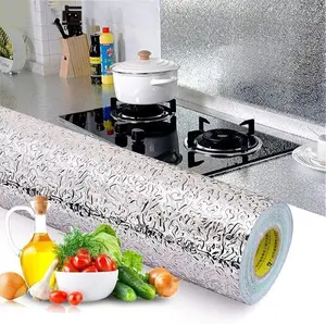 Peel-and-Stick Aluminum Foil Kitchen Backsplash Wallpaper, Self-Adhesive Rectangular Roll (15.7x197"), Heat-Proof, Oil-Proof, Dust-Resistant, Waterproof, Geometric Design for Indoor Countertops, Drawer Liners