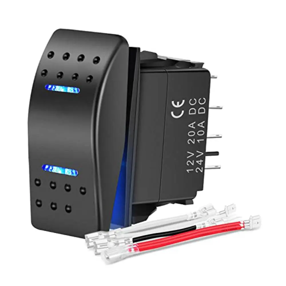 Nilight Waterproof ABS Plastic DPDT 7-Pin Rocker Switch - ON/Off/ON, 12V-24V Electronic Toggle, Jumper Wires Included, Load Control, Universal Fit for Winch, Pump in Cars, Trailers, Campers, Cans, Jeeps