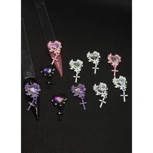 Colorful 3D Cross Heart Charms 5 pcs